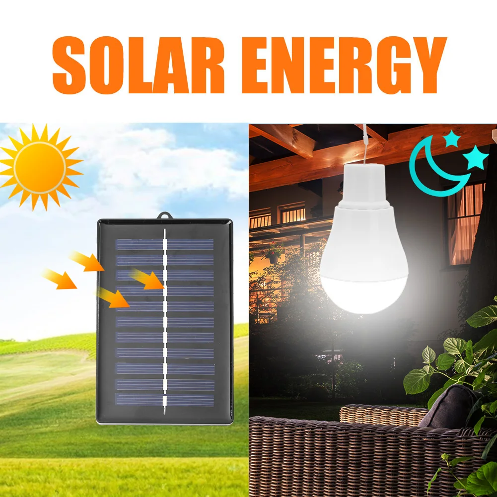 Bombilla Solar LED USB recargable, lámparas solares de emergencia portátiles para exteriores, iluminación de campo para acampar, lámpara de tienda para porche y jardín