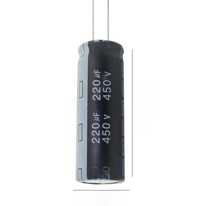 Kondensator elektrolityczny aluminiowy 450V220UF, wymiary 18x50mm, 450V 220UF, 220MFD, 220MF, 220UF, 450VDC, 450WV, 2.2UF, 3.3UF, 4.7UF, 6.8UF, 10UF — zdjęcie produktu 6