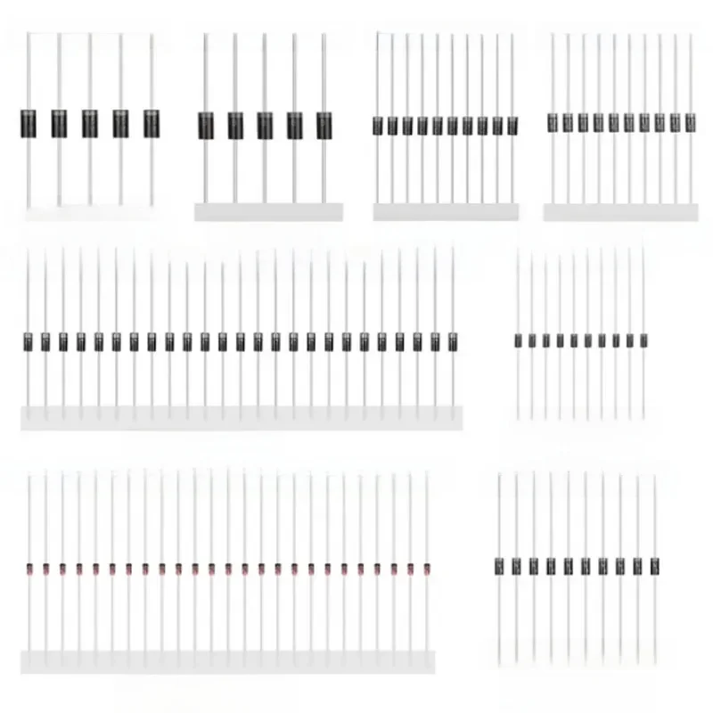 100/200PCS Zestaw diod prostowniczych Schottky'ego 1N4007 1N4148 1N5408 1N5819 1N5822 1N4001 1N4004 1N5404 FR107 FR207 Szybkie przełączanie — zdjęcie 2
