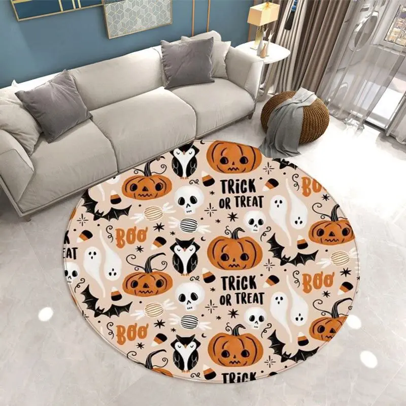 Halloween Pumpkin Pattern Small Area Rug, Soft Dove Velvet Decorative Carpet for Living Room Bedroom Home Decor