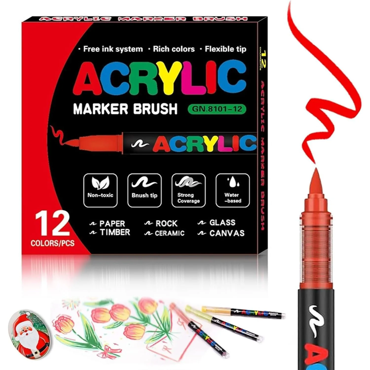Disponibles en ensembles de 12/36/72/120/168/240 couleurs, marqueurs acryliques liquides, stylos de peinture pour cadeaux assortis aux livres de coloriage, marqueurs blancs, noirs, dorés et argentés pour le graffiti et