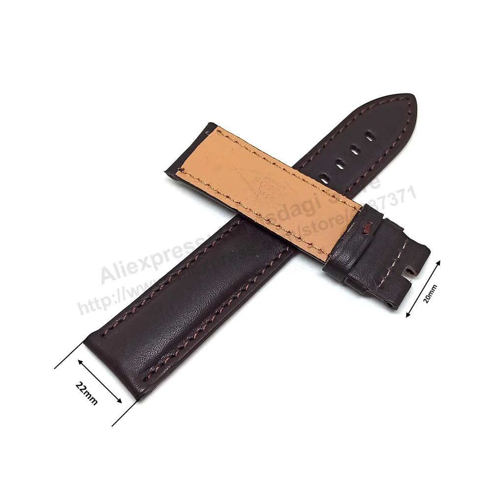 22mm Dark Brown Genuine Leather Watch Fits with Fossil FS5849 , FS5551 , FS5557 , FS5439 , FS5306 , FS5440 Minimalist