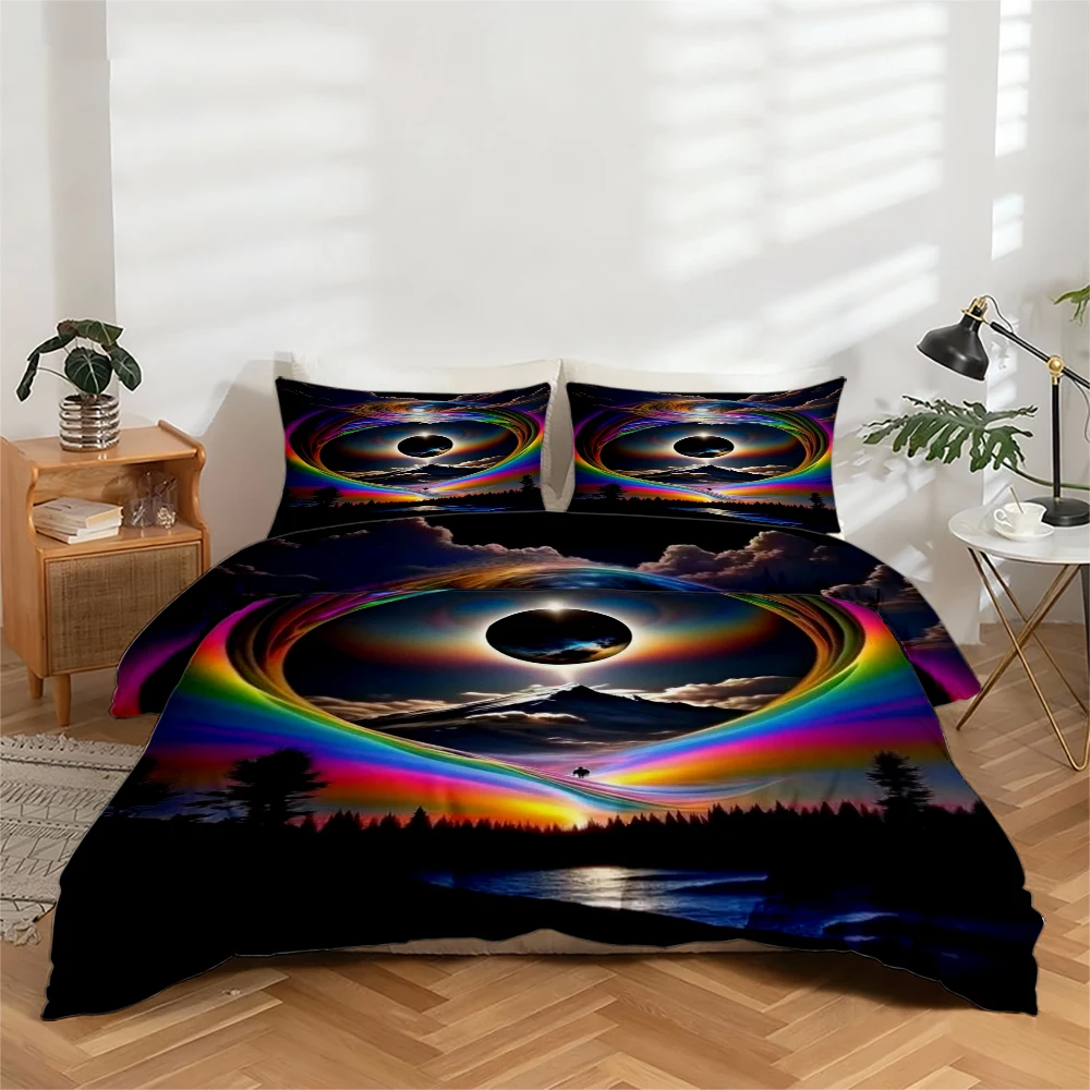 Juego de Ropa de Cama con Estampado Digital de Alta Definición, Juego de Funda Nórdica con Diseño de Cielo Estrellado Cósmico Ultra Soñador, Juego de Funda Nórdica con Estampado Floral Grande, Incluye 1 Funda Nórdica + 2 Fundas de Almohada, Apto para Dormitorio, Habitación de Invitados, Decoración del Hogar, Juego de Tres Piezas de Funda Nórdica + Funda de Almohada de Fibra de Poliéster, Ropa de Cama Ultrasuave, Tela Gruesa, Apto para Todas las Estaciones, Lavable a Máquina, 3 Piezas