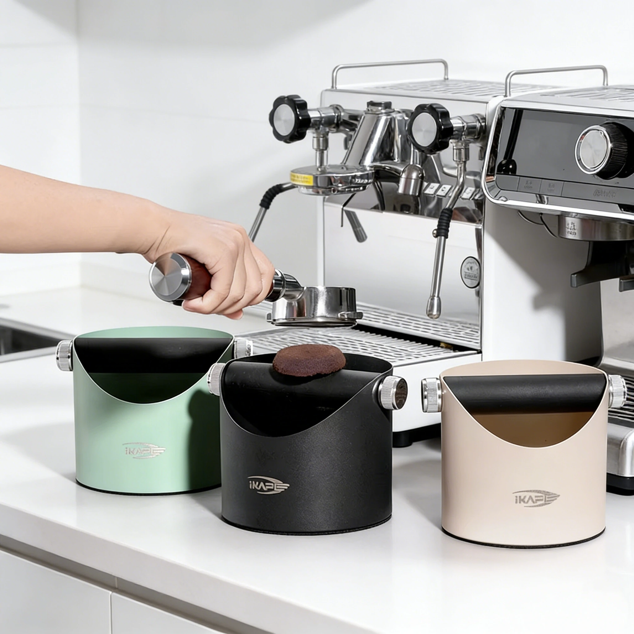 

IKAPE Espresso Knock Box , Premium Coffee Knock Box, Space-Saving Coffee Dump Bin, Non-Slip Base for Barista