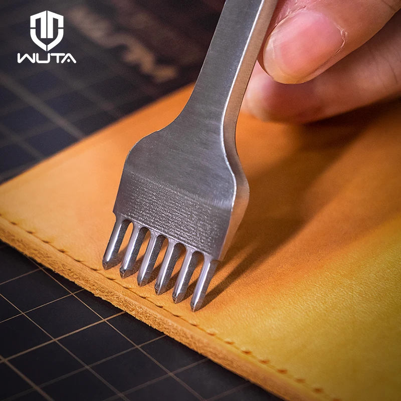 WUTA Basic Leather Chisel Tool Diamond Pricking Iron Hole Punch Stitching Leather Craft tool 3/4/5/6mm 1-2-4-6 teeth