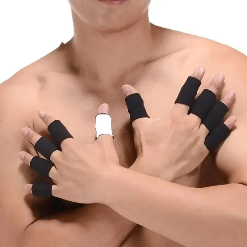 10 pièces Protection des doigts soutien contre l'arthrite protège-doigts Sports de plein air basket-ball volley-ball élastique manches de doigt élastique