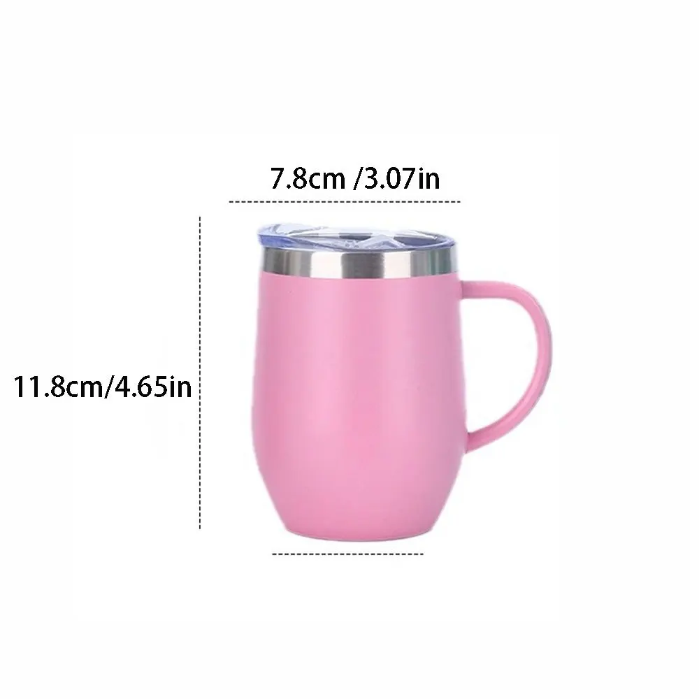 Personalized Egg Shape Stainless Steel Coffee Mug 12oz Double Wall Insulated Tumbler With Handle Lid Custom Engraved Gift Cup.