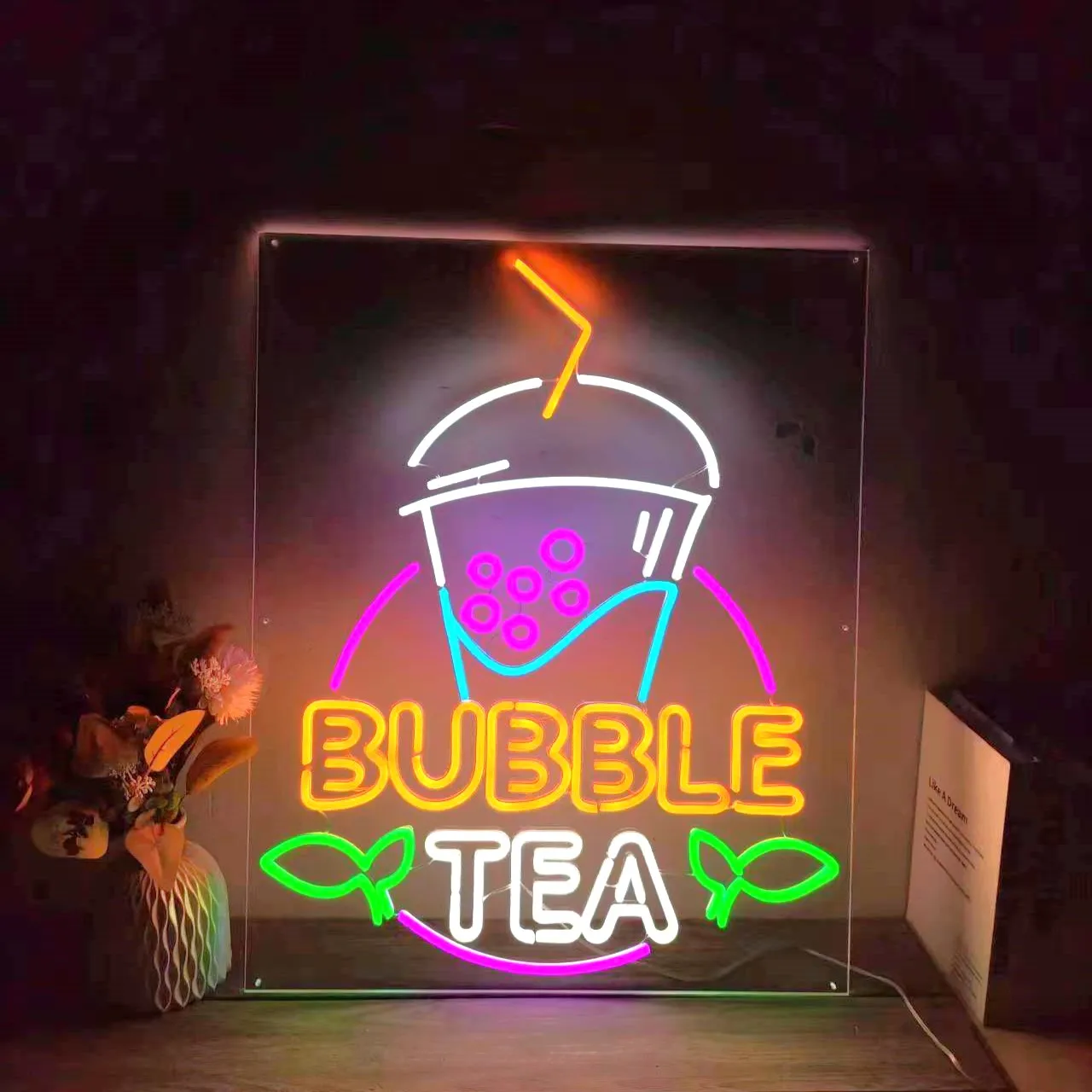 Custom Business Sign Bubble Tea LED Neon Light Boba Milk Tea Shop Wall Art Advertising Drink Club Store Opening Gifts