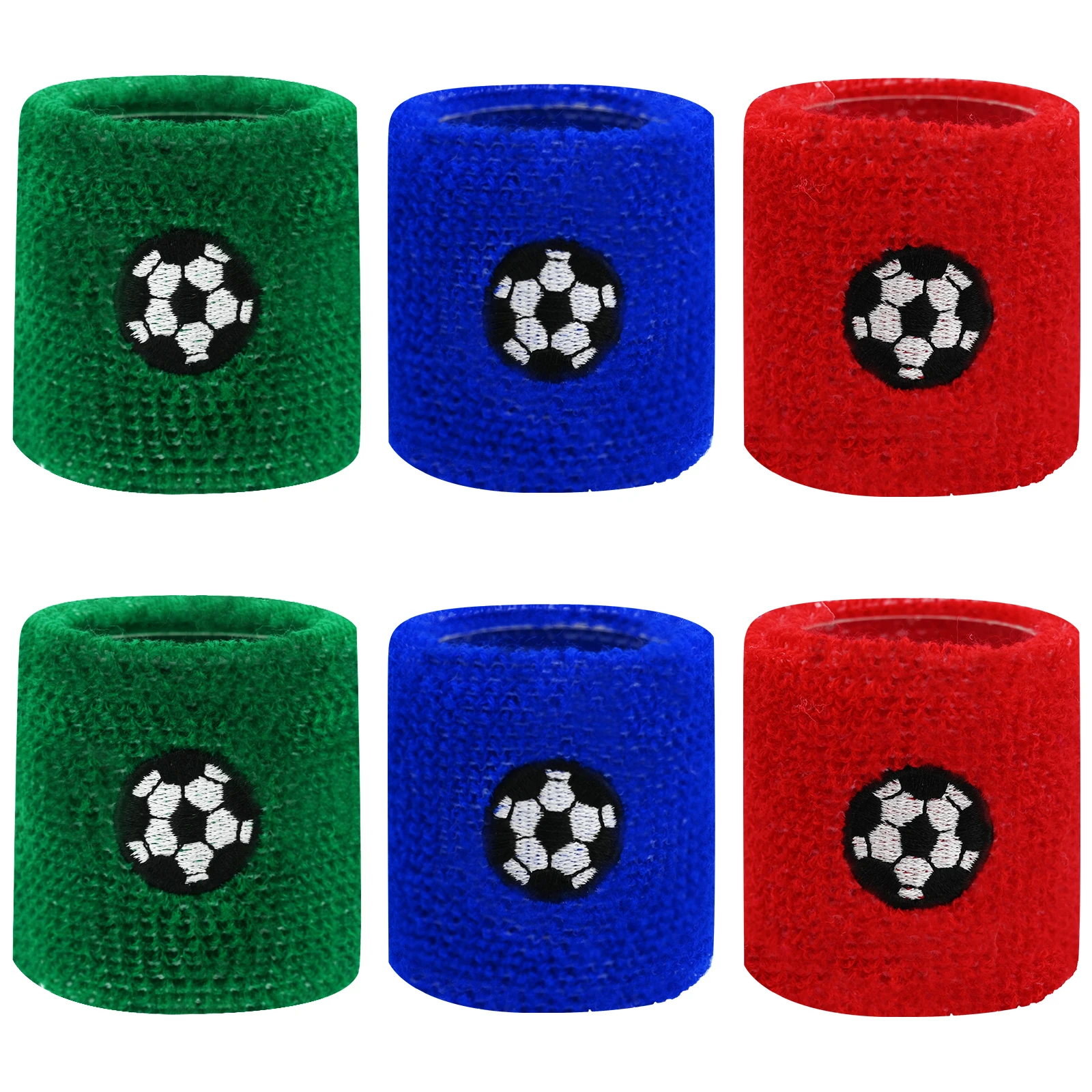 6 Pcs Sports Wristbands for Sports Colourful Cotton Wrist Bands Absorbent Wristbands Hand Wrist for Children Football Basketball