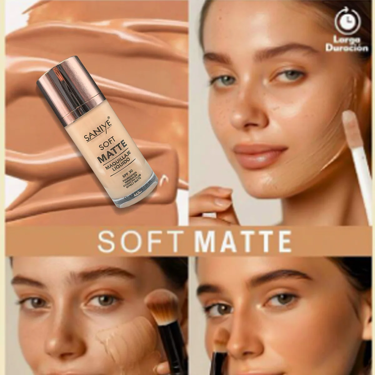 Fond de teint Saniye Superstay, couverture complète, 4 couleurs, Spf 30, 35 ml/1,2 oz, idéal pour les dates, les fêtes, les voyages, les cadeaux pour les filles et les couples.