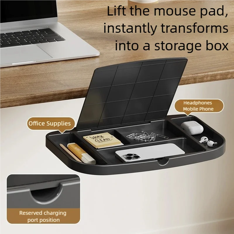Clamp on Desk Organizer Convenient Easy to Install 360° Rotating Under Desk Mouse Tray for Dorm Home Bedroom Office Workplace