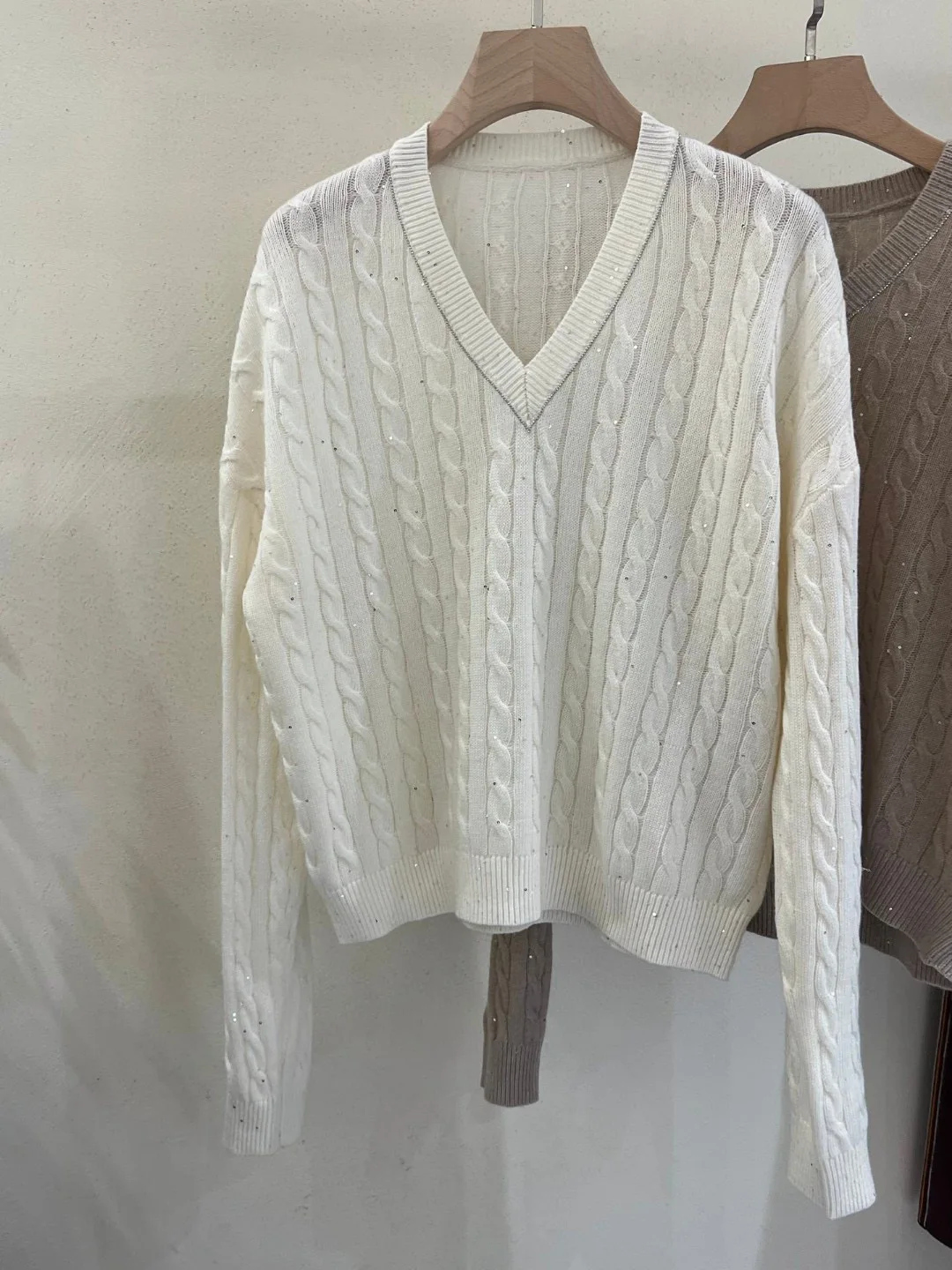 Casual loose merino wool twisted knit pullover