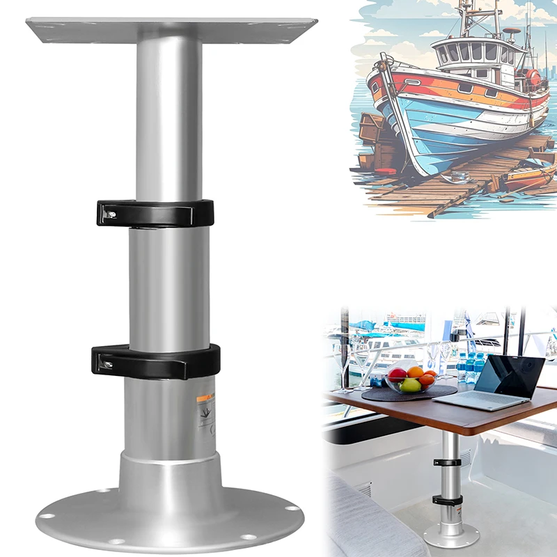 HWHongRV 3-Stage Pneumatic RV Table Leg Base Mount, Height Adjustable Gas Lifting Table Pedestal for Caravan/Marine/Tatami/Boat