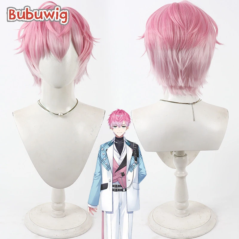 

Bubuwig Synthetic Hair Sumeragi Reo Cosplay Wigs Virtual YouTuber Sumeragi Reo 30cm Short Pink Mixed White Wig Heat Resistant