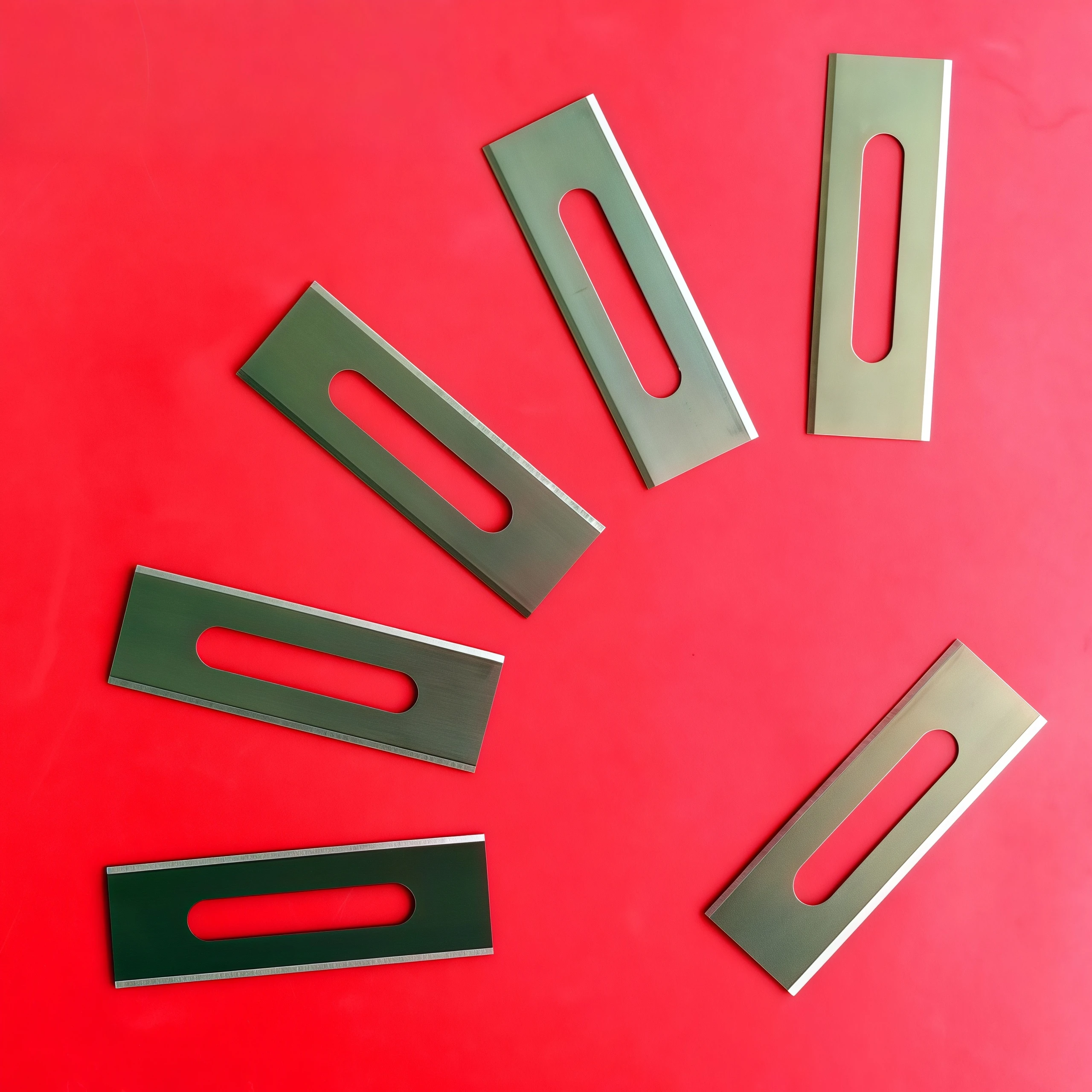 WL 57x19x0.4mm Long-Hole Film Cutting Blade Carbide Waist-Hole Blade for Paper Film, and Leather Carbide Slitting Machine Blade