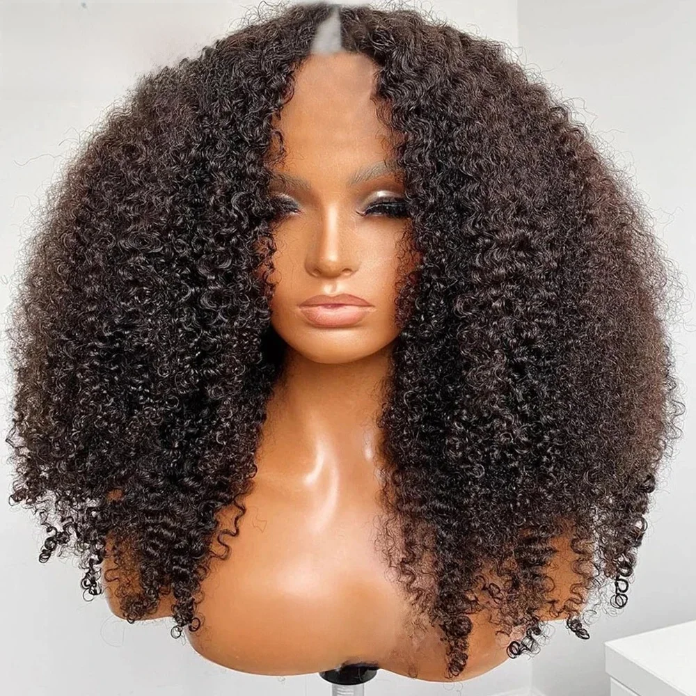 Afro Kinky Curly Haarwerken van Echt Haar 1x4 U V Part Pruik Kinky Curly Geen Leave Out Braziliaans Echt Haar Pruik voor Zwarte Vrouwen 200% Dichtheid - afbeelding 2