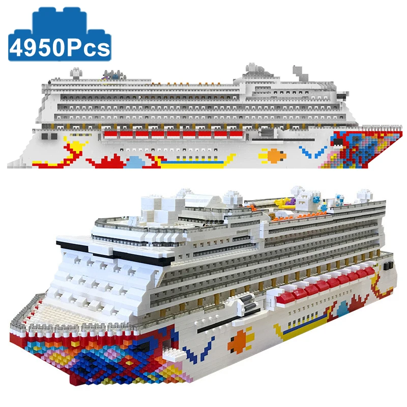 

Creative 4950pcs Luxury Cruise Liner Ship Diamond Model Building Blocks Micro Large Steamship Boat MOC Bricks Toys For Kids Gift