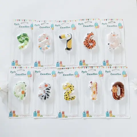 Animal dos desenhos animados feliz aniversário bolo vela crianças bonito festa vela bebê feliz primeiro aniversário decoração de cozimento