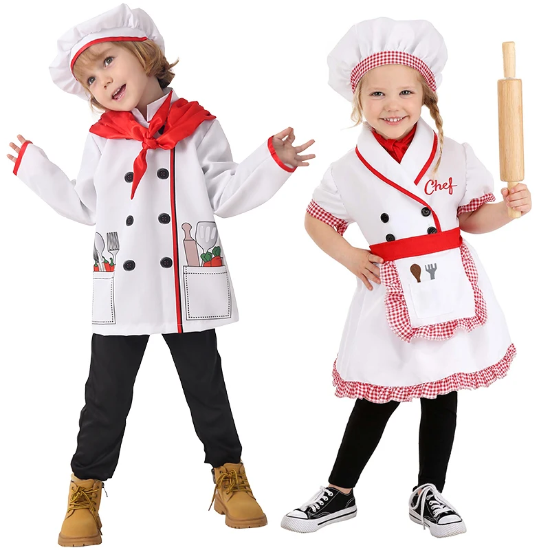 

Kid's Fresh Chef Costume Child Doctor Chef Coat for Boys Girls Cook Outfit