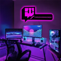 Spersonalizuj nazwę użytkownika Twitch Neon Led znak kinkiet niestandardowy Tag Gamer dla Gamer Room lampa ozdobna kolor/tryb/jasność regulowana