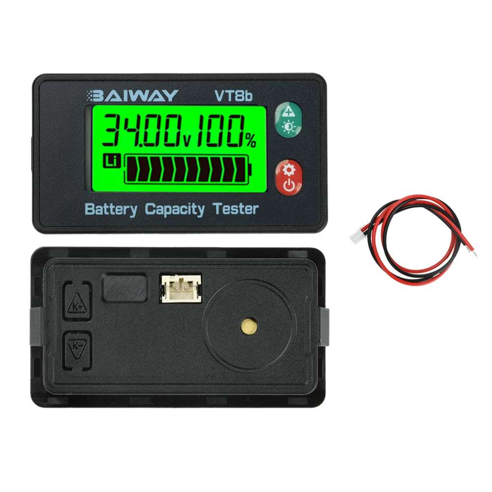 Testador de capacidade da bateria vt8 dc 8-120v lcd indicador de tensão digital display multi-parâmetro para veículos elétricos hoverboards