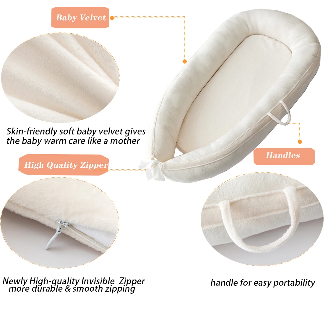 Baby Lounger,Newborn Lounger for Baby, Baby Nest,Snugly Fit Infant Lounger for Baby, Infant 100% Cotton Breathable Sleeping Bed