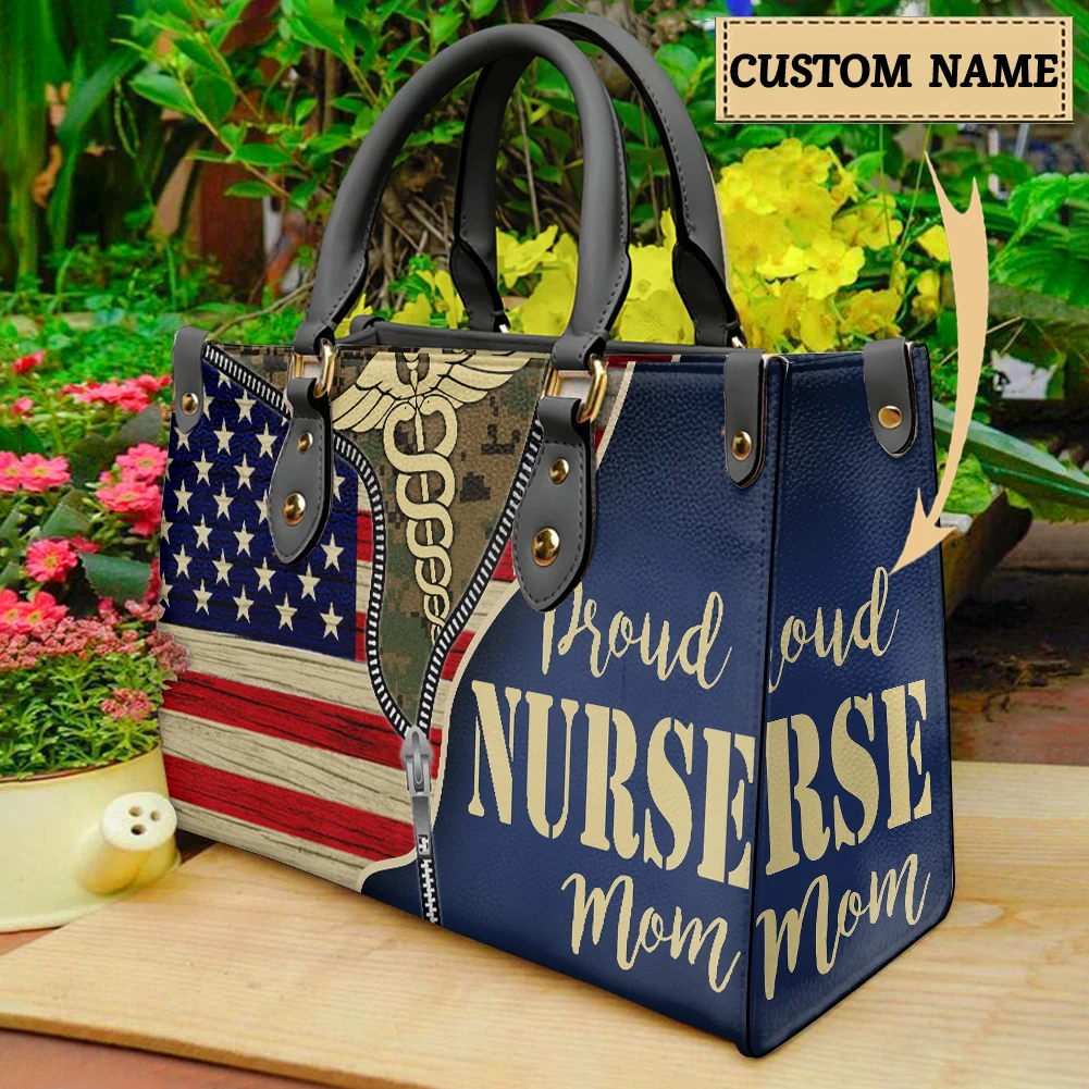 Imagem -03 - American Flag Pride Nurse Design Handbag para Mulheres Hardware de Couro de Alta Qualidade Zipper Crossbody Bags Mochila de Moda Única Nova