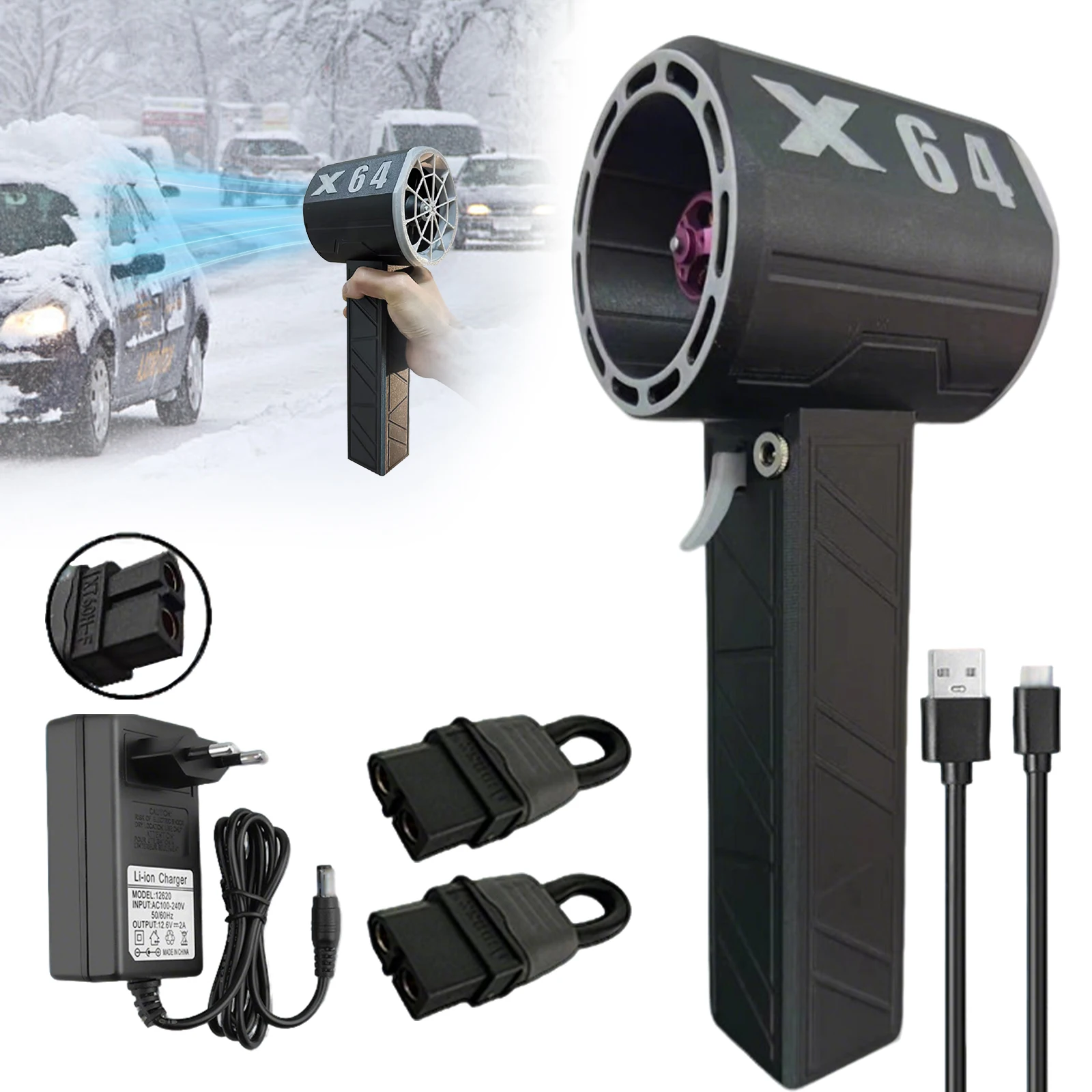 X64 Mocna dmuchawa ręczna Turbo Jet Fan 64mm Bezszczotkowa, Potężna dmuchawa turbo o sile nacisku 1400g, Dmuchawa powietrza do usuwania liści, śniegu i pyłu
