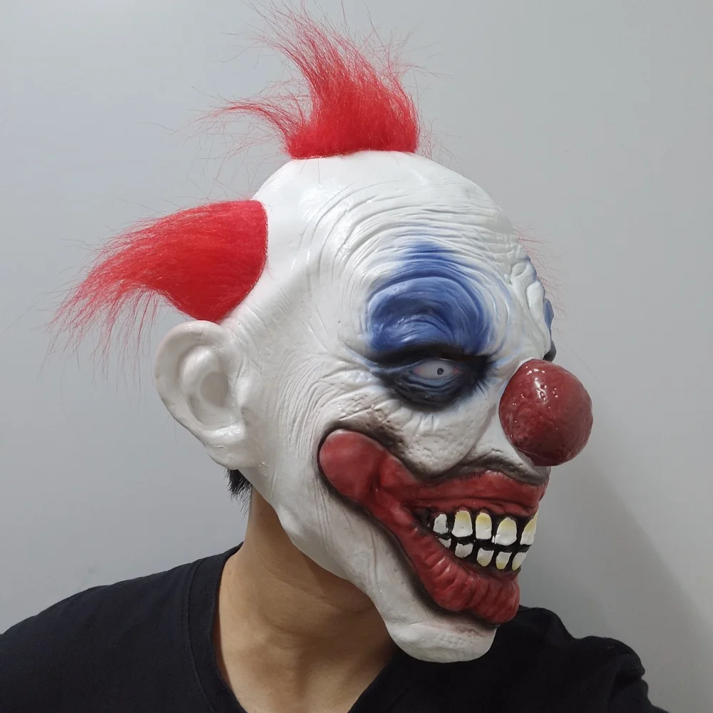 Máscara de palhaço sorridente halloween cosplay festa horror palhaço traje adereços engraçado palhaço carnaval cabeça capa para fotografia fotográfica