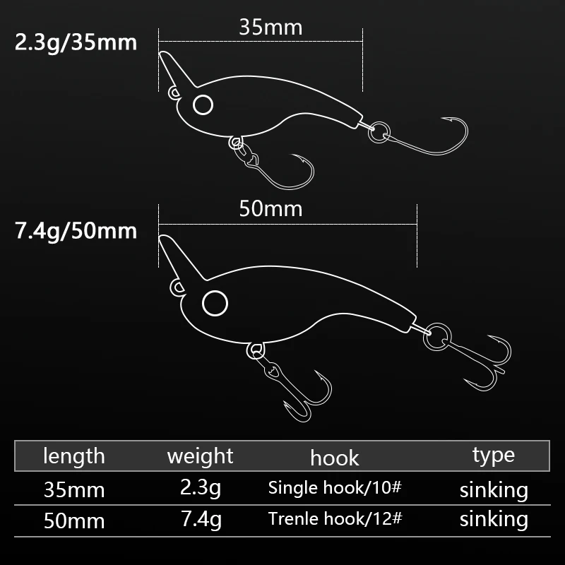 LETOYO 2.3g 7.4g Reverse Lip Minnow Micro Minnow Lure Mini Crankbait Slow Sinking Artificial Hard Bait Trout Bass Fishing Lure