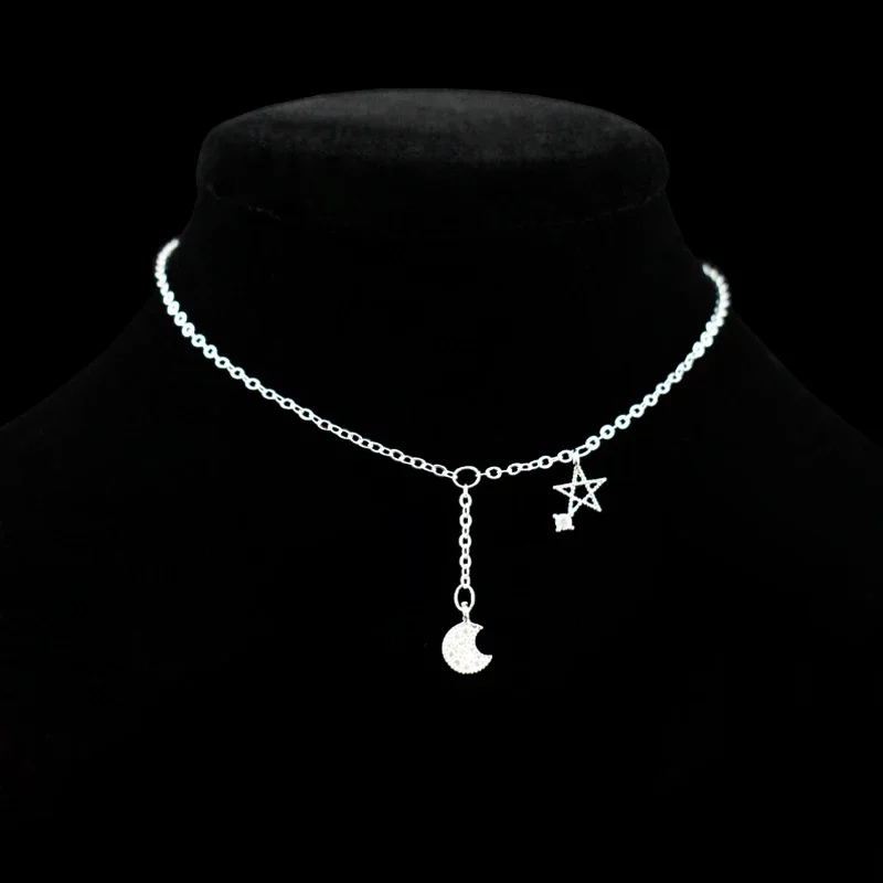 Nowe mody 925 Sterling Silver Star & Moon wisiorek z cyrkonią bransoletka na kostkę konstelacji Symbol łańcuszek na kostkę kobiety i dziewczyna biżuteria prezent — zdjęcie 2