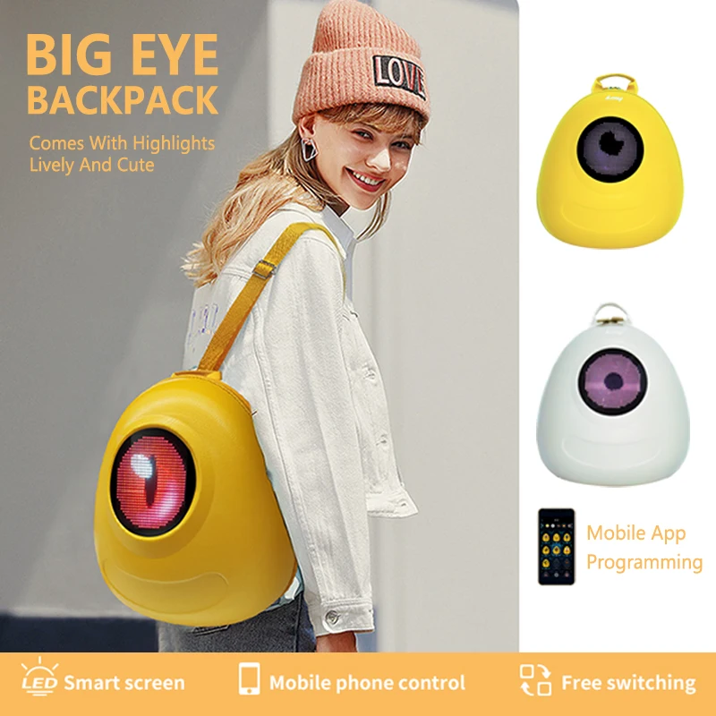 

Trend Intelligent Led Screen Big Eye Girls School Backpack Bags For Women Travel Waterproof Hard Shell Laptop Trekking Backpack