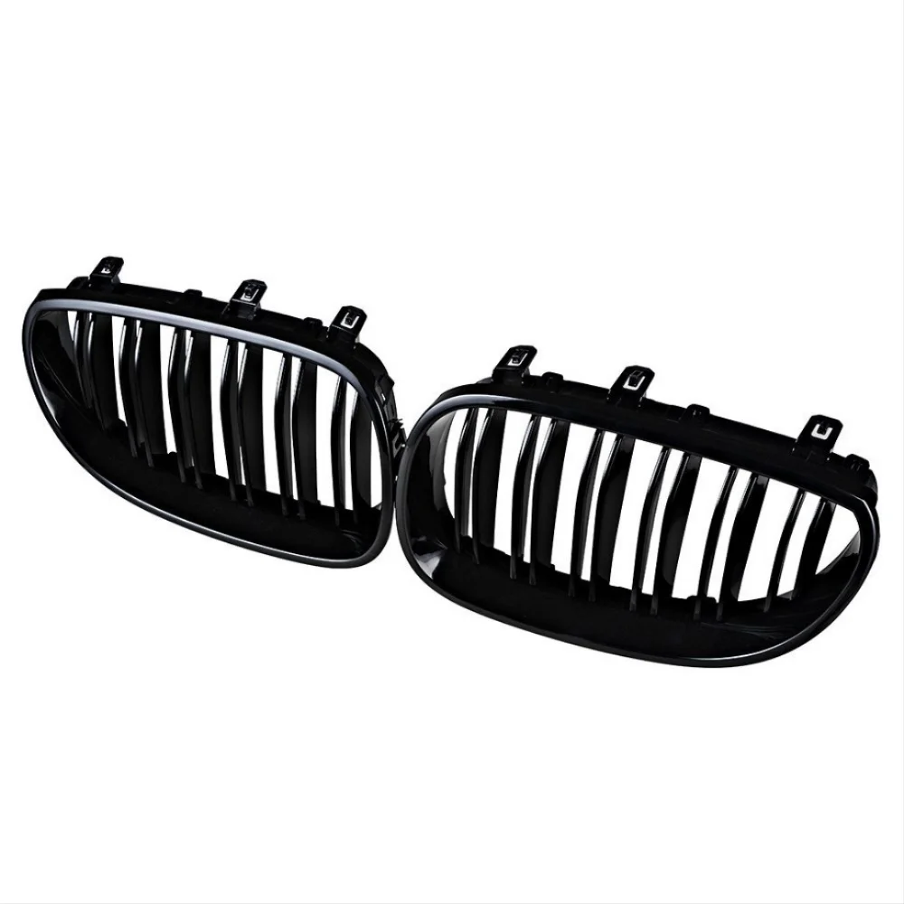 Front Kidney Grille Gloss Black ABS Double Slats For BMW 5 Series E60 2004-2009 M5 Bumper Hood Grills Tuning Exterior Parts