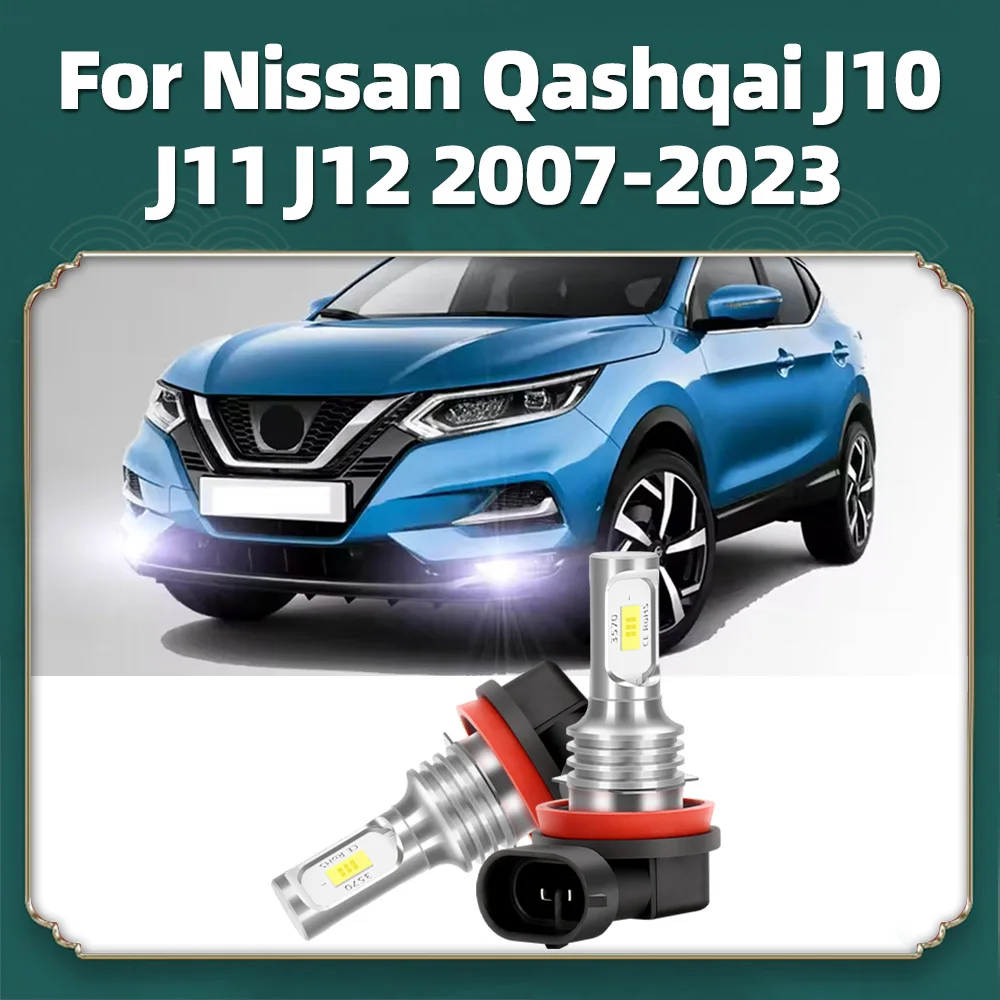 

2x For Nissan Qashqai J10 J11 J12 2007 2008 2009 2010-2018 2019 2020 2021 2022 2023 Led Car Fog Lamp Front Fog Light Bulb Canbus