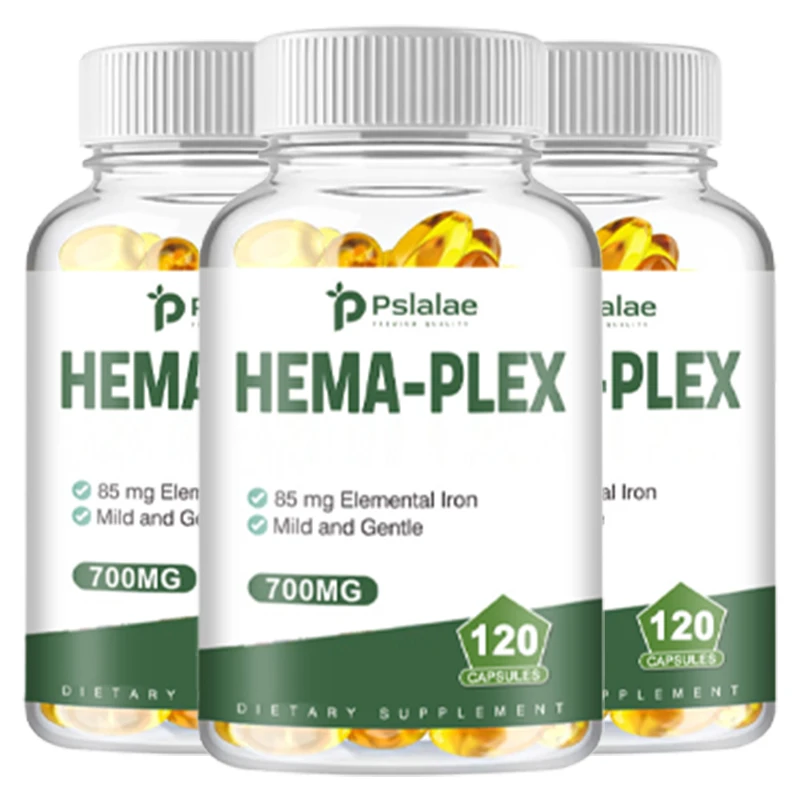 

HEMA-PLEX Iron - Comprehensive Blood Health, Promote Red Blood Cell Health, Blood Circulation - 120 Capsules