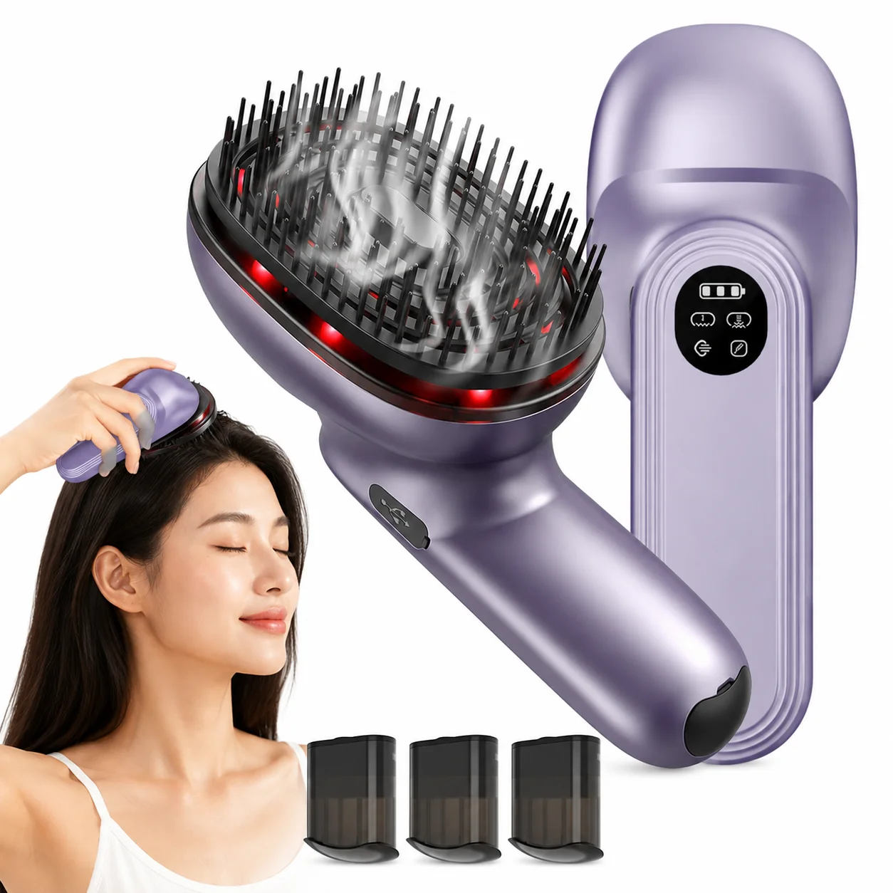 Red Light Scalp Massager Comb with Essential Oil