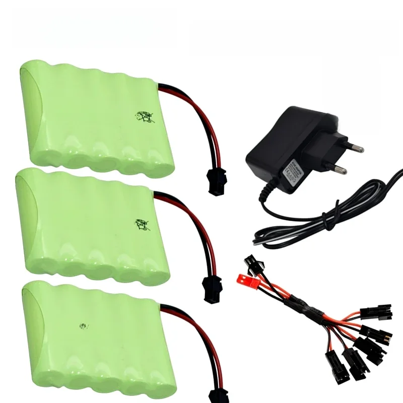 Akumulator Ni-MH 6V o pojemności 4200 mAh + ładowarka do zabawek RC, samochodów, czołgów, ciężarówek, robotów, łodzi i zabawek w formie broni. Akumulator AA 6V o pojemności 3000/3500 mAh, — 2