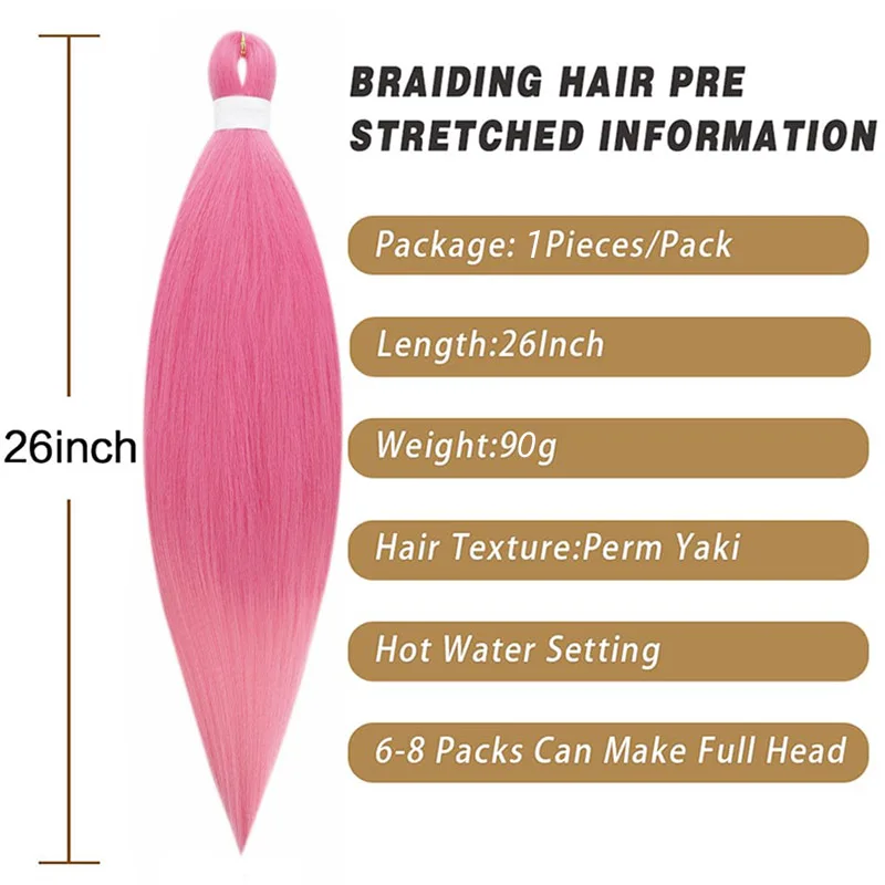 Synthetic Pre Stretched Braiding Hair Ombre Braiding Hair Yaki Synthetic Hot Water Setting Easy To Install Hair for Braiding