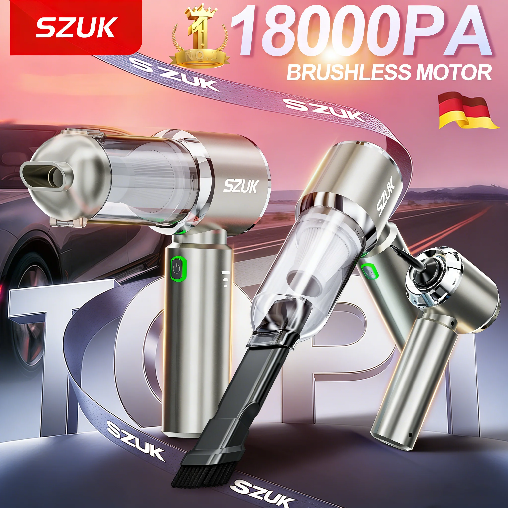 SZUK C012Max Mini Car Vacuum Cleaner Wireless Vacuum Cleaner 18000PA Strong Suction Handheld Portable Vacuum Cleaner for car