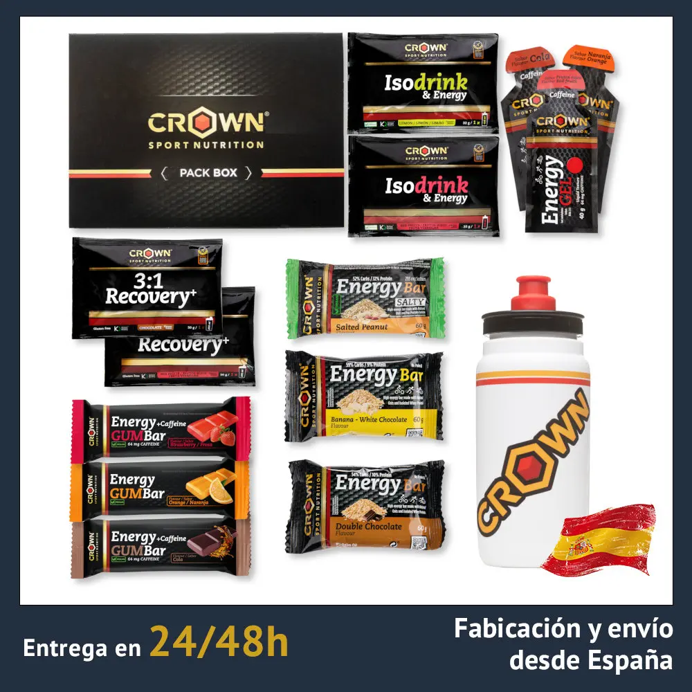 Crown Sport Nutrition | Pack Endurance Tester 3.0 | Triathlon, cycling | Trail Running | Marathon | 14 products + Bottle PRO FLY or Shaker sports supplements | Protein | Sports Nutrition