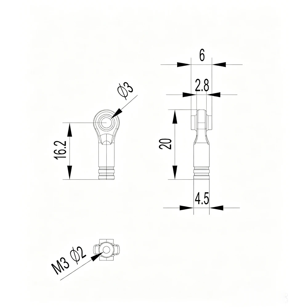 MD Modell 3mm Lasergeschweißtes Stangenende Kugelgelenk für 1/14 Tamiya RC Truck Lenkgestänge Lager DIY-Teile – Detail 1