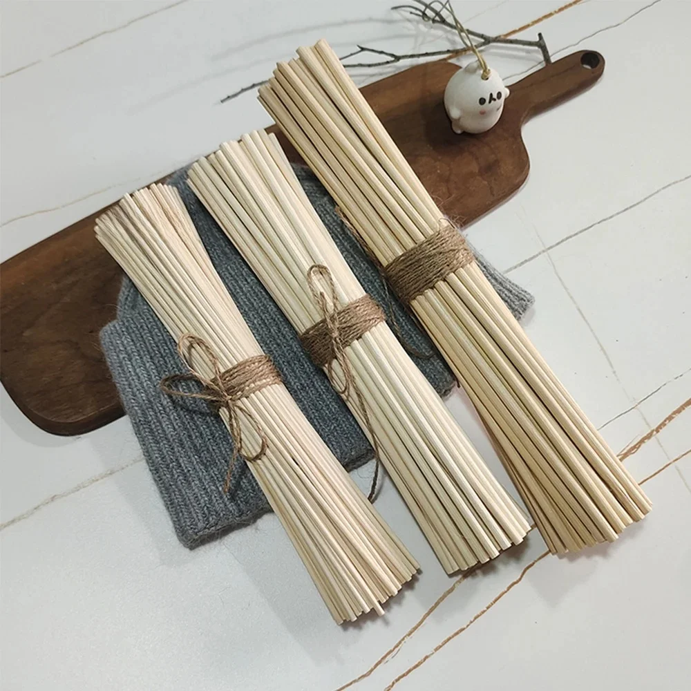 Bâtonnets en rotin naturel de 3mm/4mm/5mm de diamètre, 50 pièces, pour diffuseur de parfum domestique, bâtonnets de recharge, 10/18.5/22/24/25/30cm