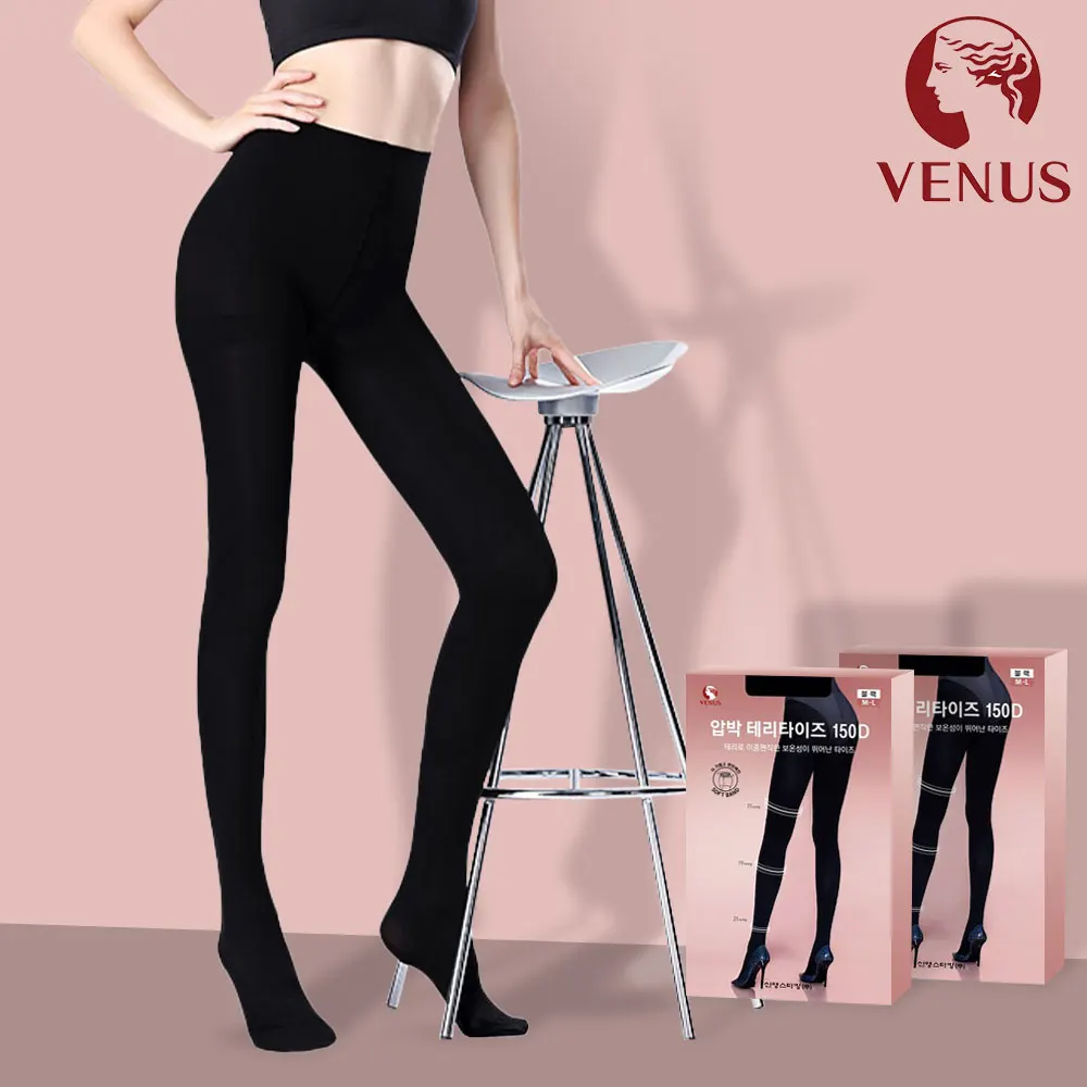 Venus [2 purchase] Korean winter hair pressure stockings female crew student black pantyhose set