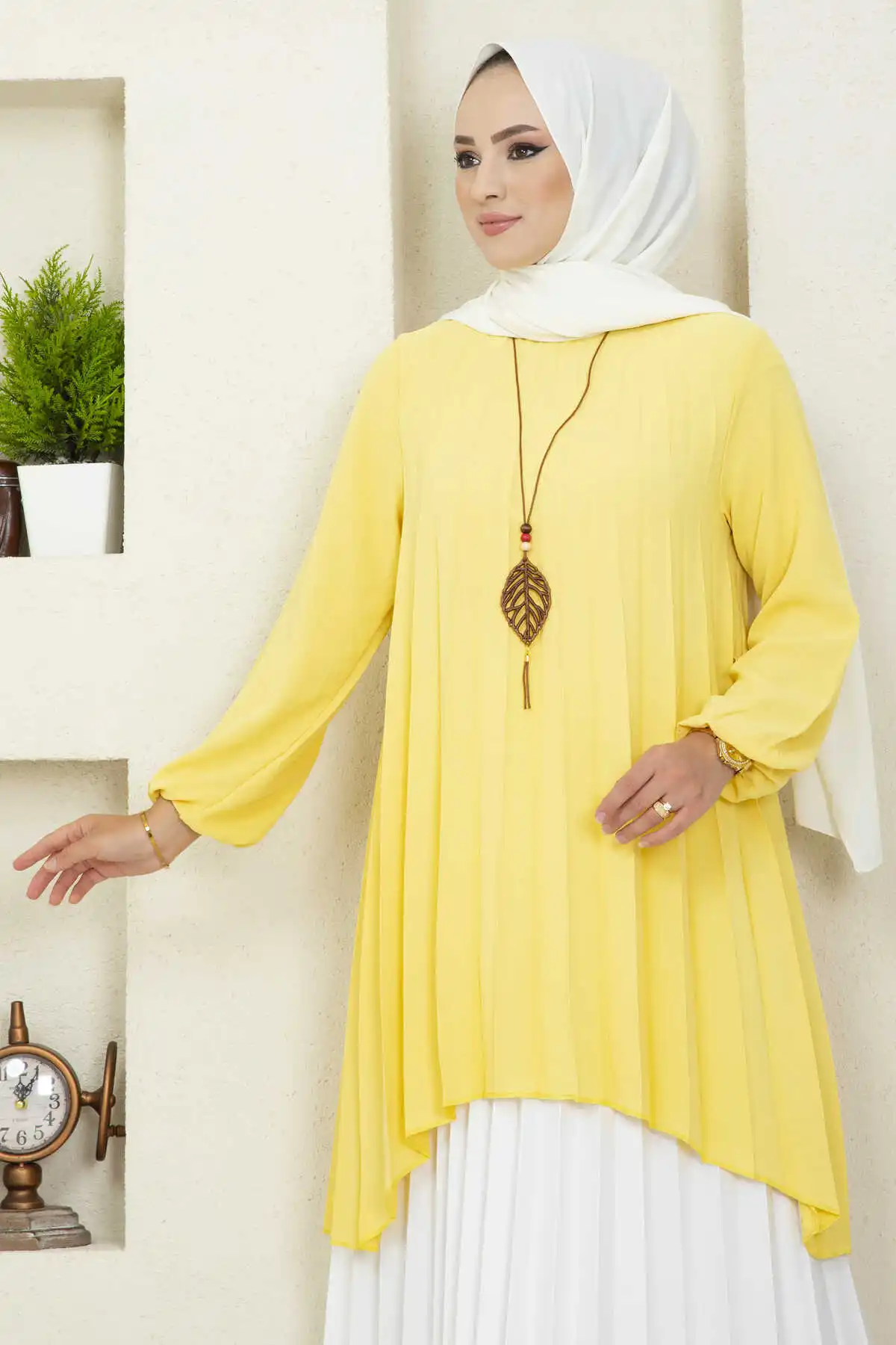 Women\'s Clothing Pleated Veiling Tunic Robe Femme Islamic Elegant Long Sleeve Shirt Dress Vintage Dubai Turkey Abaya Hijab Summer