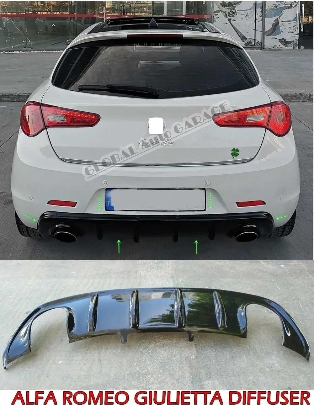 Alfa Romeo Giulietta 2010 - 2020 Model Diffuser Fake Exhaust Rear Bumper + Front Lip Advantage Campaign Order Together.