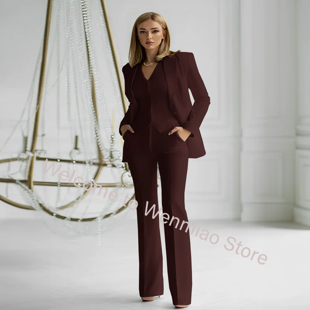 White Blazer for Women Suit 3-piece Business Formal Office Workwear Set (Jacket, Pants and Vest) Loose Design Outfit