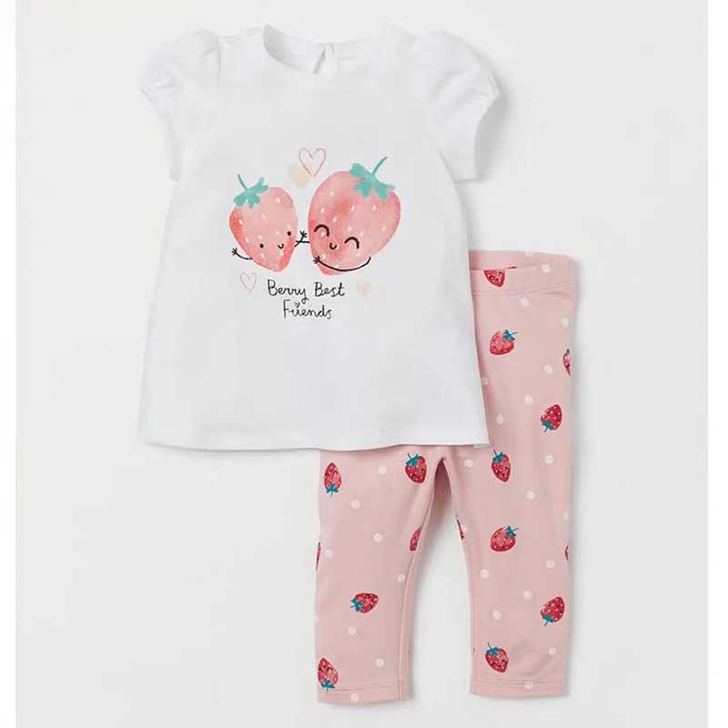 

Kids Girls Children‘s Clothing Suits 2024 Summer 100% Combed Cotton t-shirt Leggings Pants Outfits Casual Baby Girl Clothes Sets