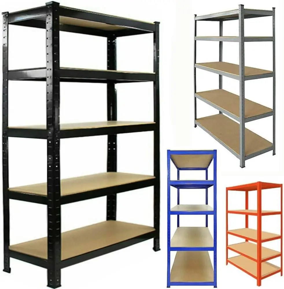5 Tier Boltless Garage Shelving Unit Shed Warehouse Workshop Office Storage Shelves Metal Racking, 875KG Capacity (175KG Per Shelf), Adjustable - Can split into 2 smaller Shelf Units