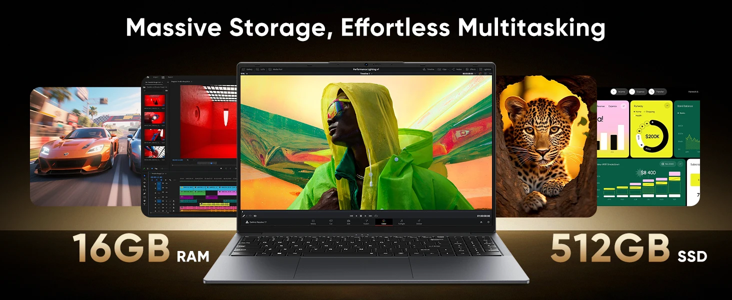 HYPERSTRIX 16' Laptop Computer Core I5 (up to 3.6GHz) 16GB RAM, 512GB SSD, Notebook PC, 1920 X 1200 FHD 16:10 Display, with BT5.0 Wi-Fi, USB A, HDMI, RJ45, Backlit Keyboard