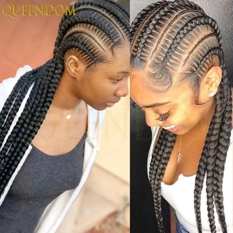 

36'' Synthetic Jumbo Box Lace Front Wig Full Lace Cornrow Twist Faux Locs Braid Wig for Black Women Knotless Box Braided Wigs